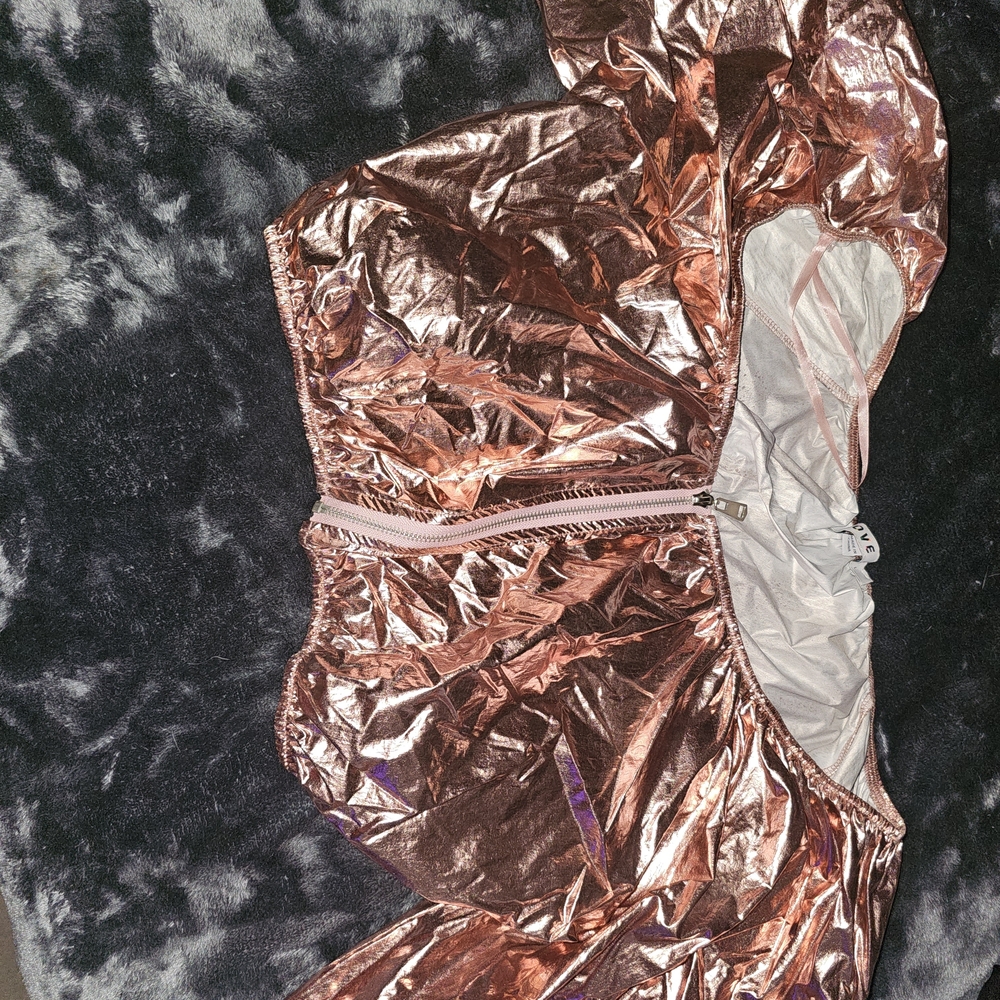 Love Rose Gold Metallic Crop Top